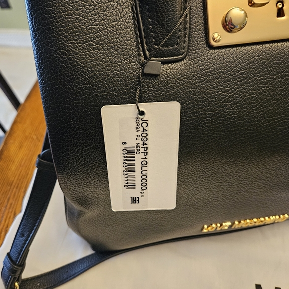 NWT Love Moschino  Borsa PU Nero Black Satchel with Gold Accents - Picture 4 of 9